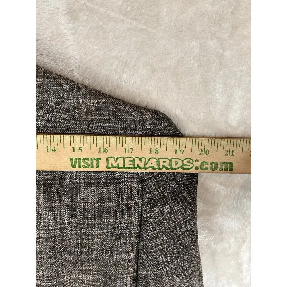 Joseph Abboud Heritage Blazer Men 38R Brown Plaid 100% Linen Sport Coat 2 Button